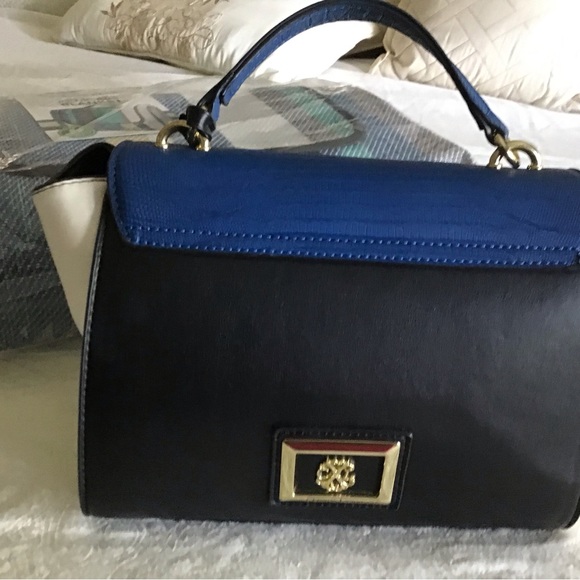 Christian Lacroix top handle bag in white, black and blue. - Picture 5 of 8